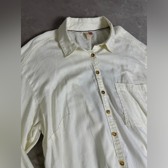 Anthropologie Pilcro Size XL Tie-Back Shrunken Shirt Ivory - Picture 7 of 14